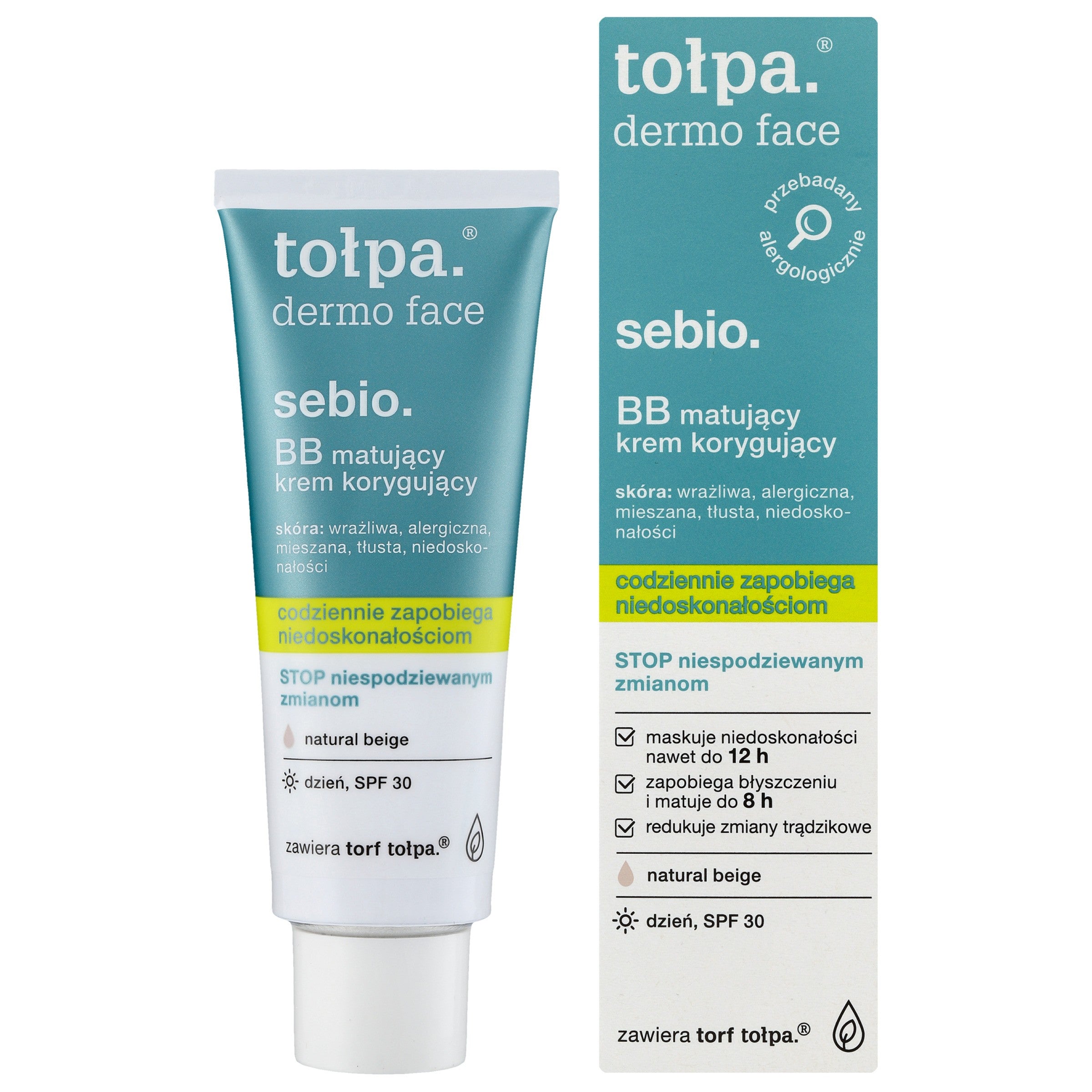 TOŁPA Dermo Face Sebio Mattifying BB Correcting Cream for Day SPF30 - natural beige 40 ml | Vaistine1.lt | WestPharmacy.eu