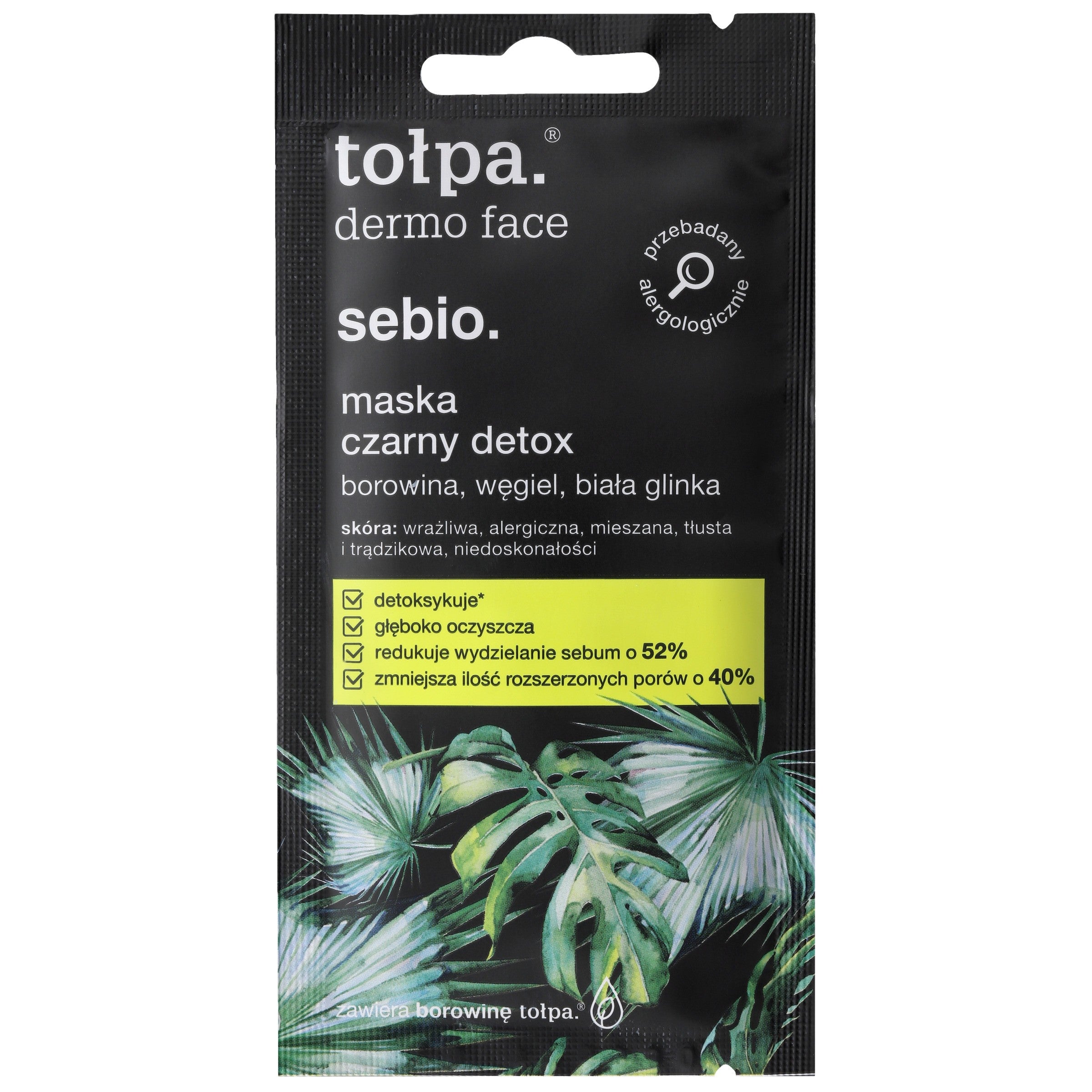 TOŁPA Dermo Face Sebio Face Mask - Black Detox 8 ml (sachet) | Vaistine1.lt | WestPharmacy.eu
