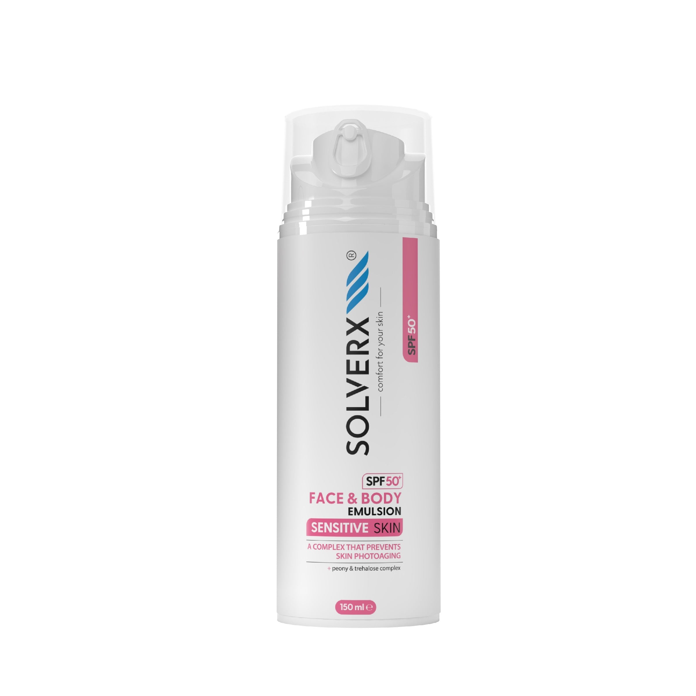 SOLVERX Sensitive Skin Protective Emulsion for Sunbathing for Face and Body SPF50+ 150 ml | Vaistine1.lt | WestPharmacy.eu