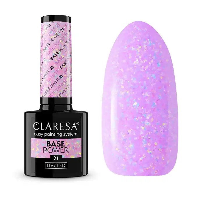 CLARESA Base Power Hybrid Base Lilac 21 with pieces of iridescent foil 5g | Vaistine1.lt | WestPharmacy.eu