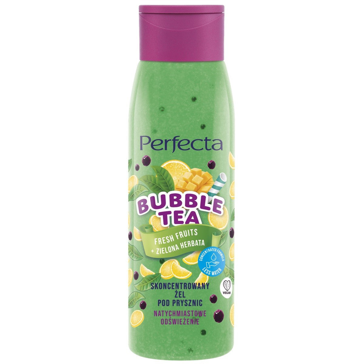 PERFECTA Bubble Tea Concentrated Shower Gel - Fresh Fruits + Green Tea 400 ml | Vaistine1.lt | WestPharmacy.eu