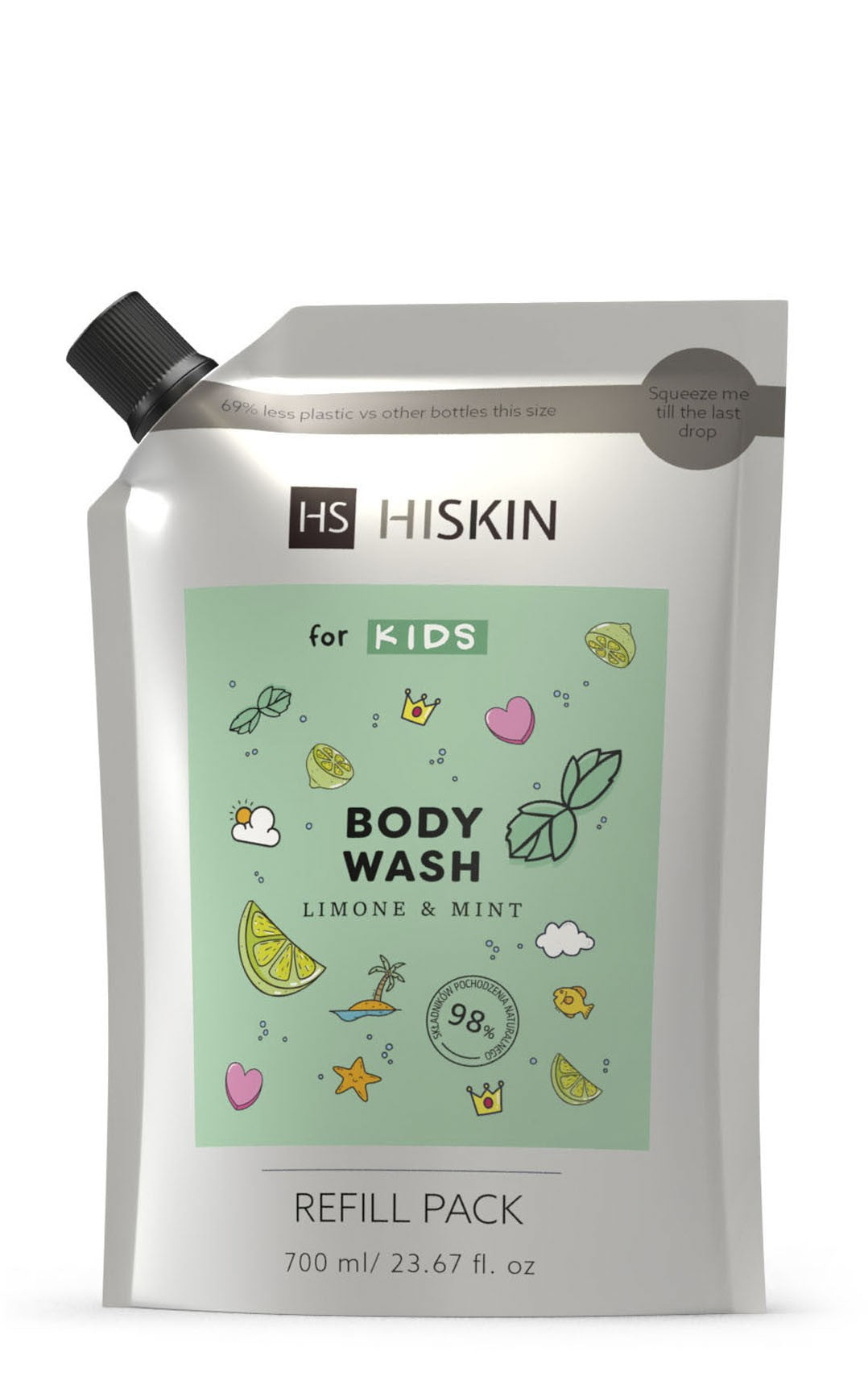 HISKIN for Kids Body Wash Gel Lemon & Mint 700 ml - refill | Vaistine1.lt | WestPharmacy.eu