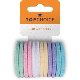 TOP CHOICE Hair bands 12 pieces - mix of pastel colors | Vaistine1.lt | WestPharmacy.eu