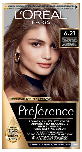 ラテール Oil in Hair Color Treatment 6本セット Loreal Preference Recital Hair dye 6.21 Cold Iridescent Very Light