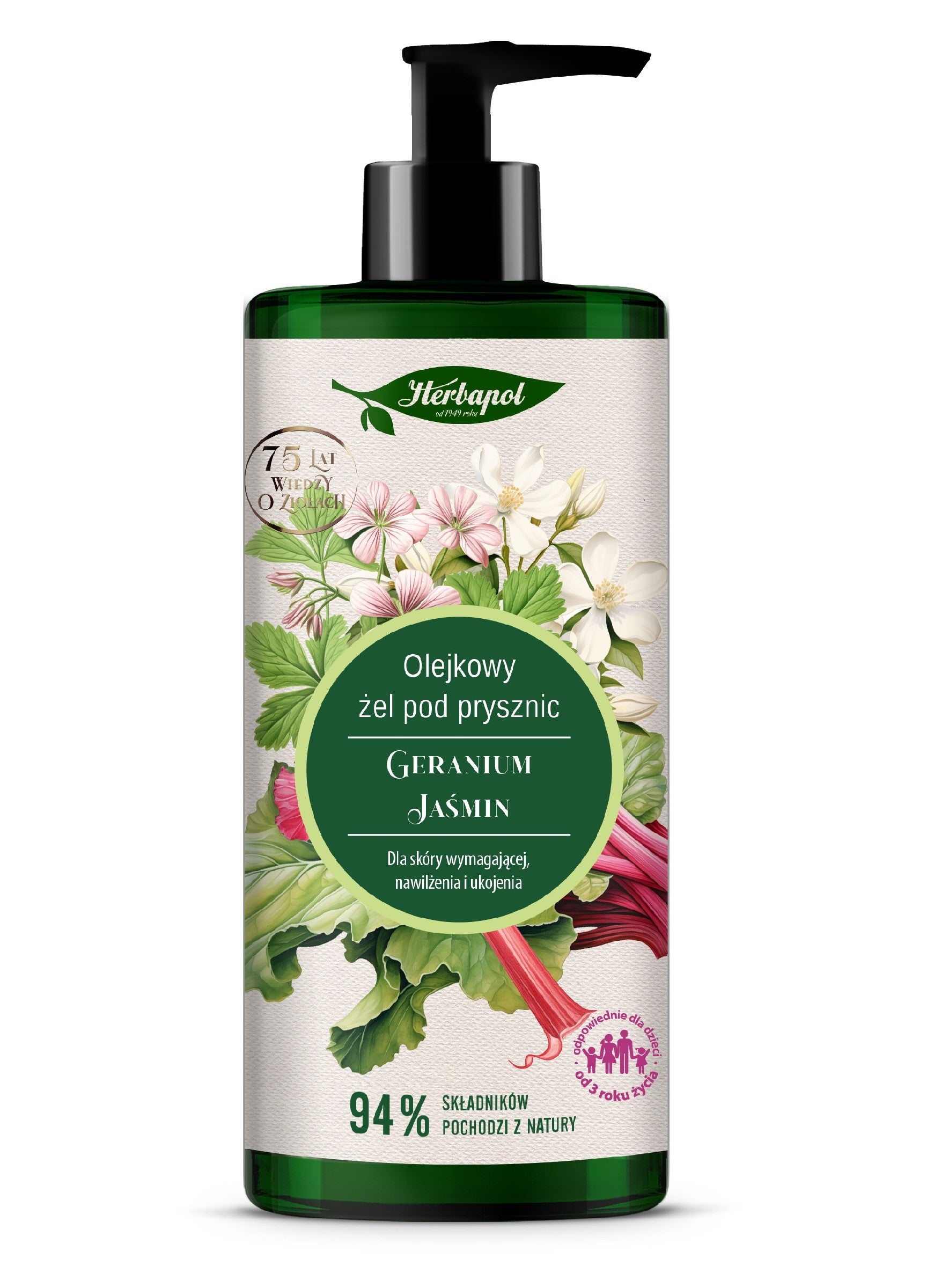 HERBAPOL Oil Shower Gel - Geranium Jasmine 740 ml | Vaistine1.lt | WestPharmacy.eu