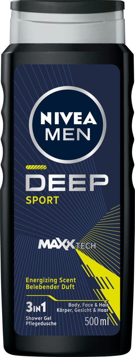 NIVEA MEN 3-in-1 Deep Sport Shower Gel 500 ml | Vaistine1.lt | WestPharmacy.eu