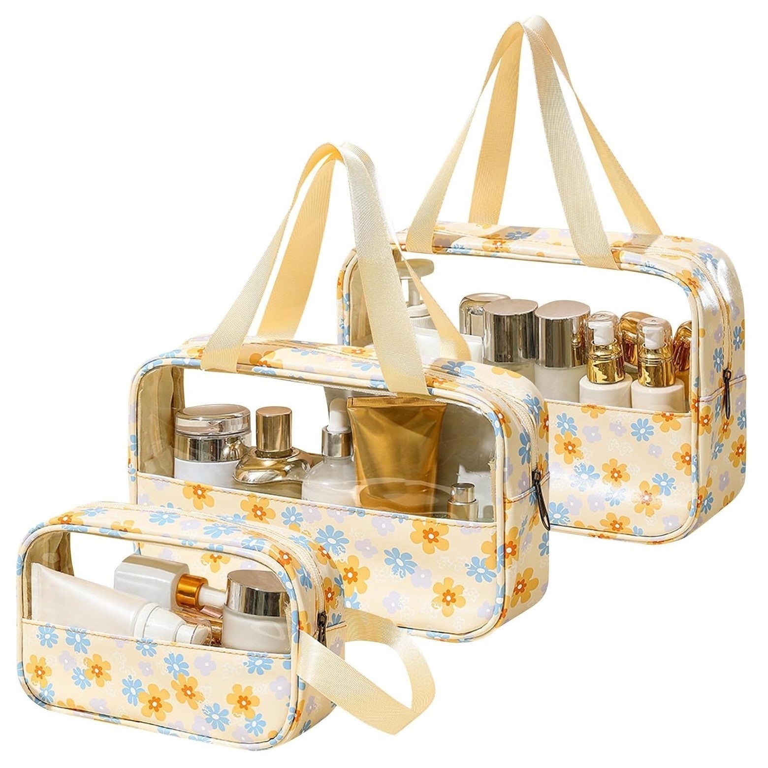 ECARLA Cosmetic bag - 3-in-1 case (KS113ZO) - cream with flowers 1 pc | Vaistine1.lt | WestPharmacy.eu