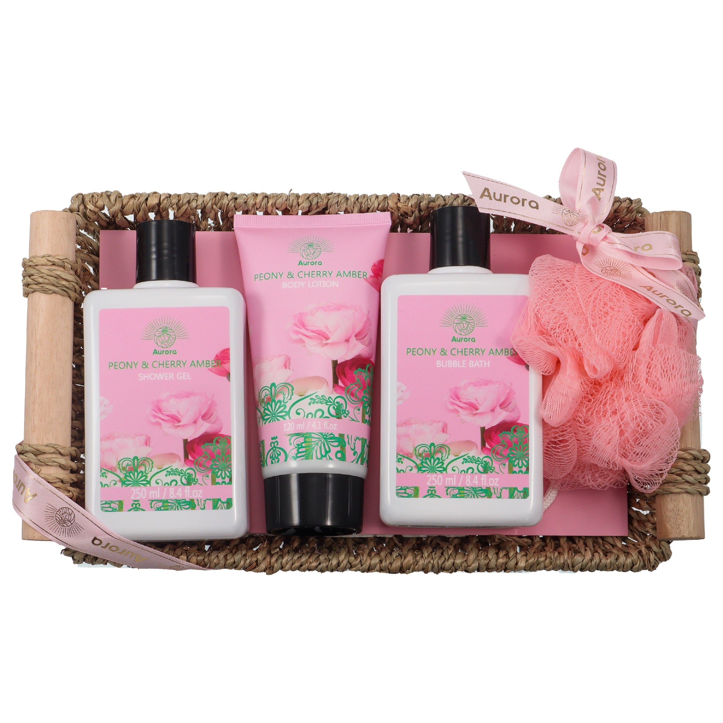 AURORA Gift set in a wicker basket 4/elements Peony and Cherry amber AUR-1814 | Vaistine1.lt | WestPharmacy.eu
