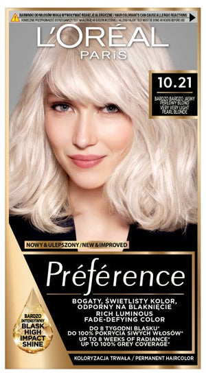 LOREAL Preference Hair Color 10.21 - Very Very Light Pearl Blonde 1 pc. | Vaistine1.lt | WestPharmacy.eu