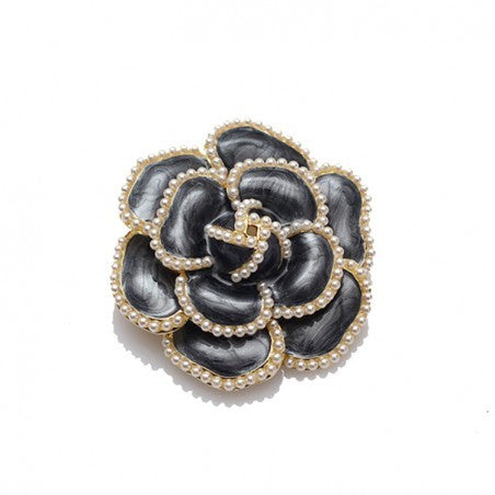 ECARLA Decorative Brooch - Crystal Black Camellia Flower with Pearls BZ145 | Vaistine1.lt | WestPharmacy.eu