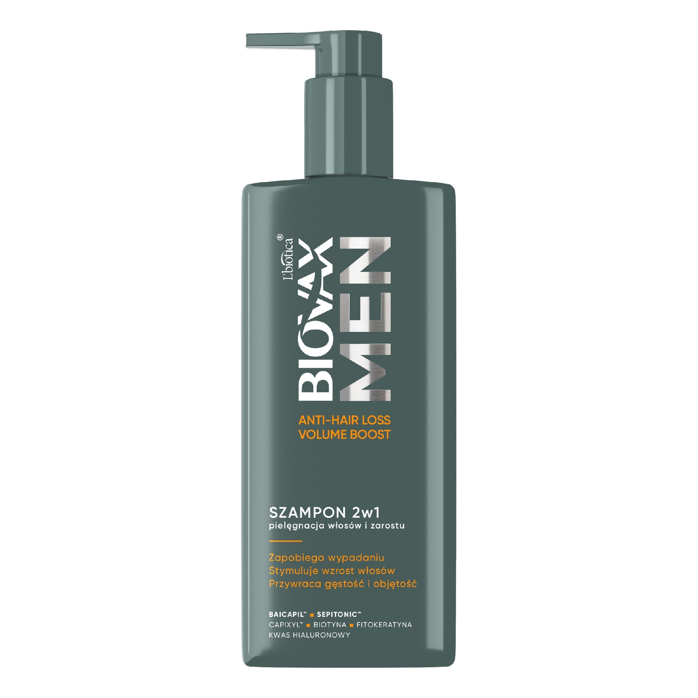 L'BIOTICA Biovax Men 2-in-1 Shampoo for Hair and Beard Care - Volume Boost 200 ml | Vaistine1.lt | WestPharmacy.eu