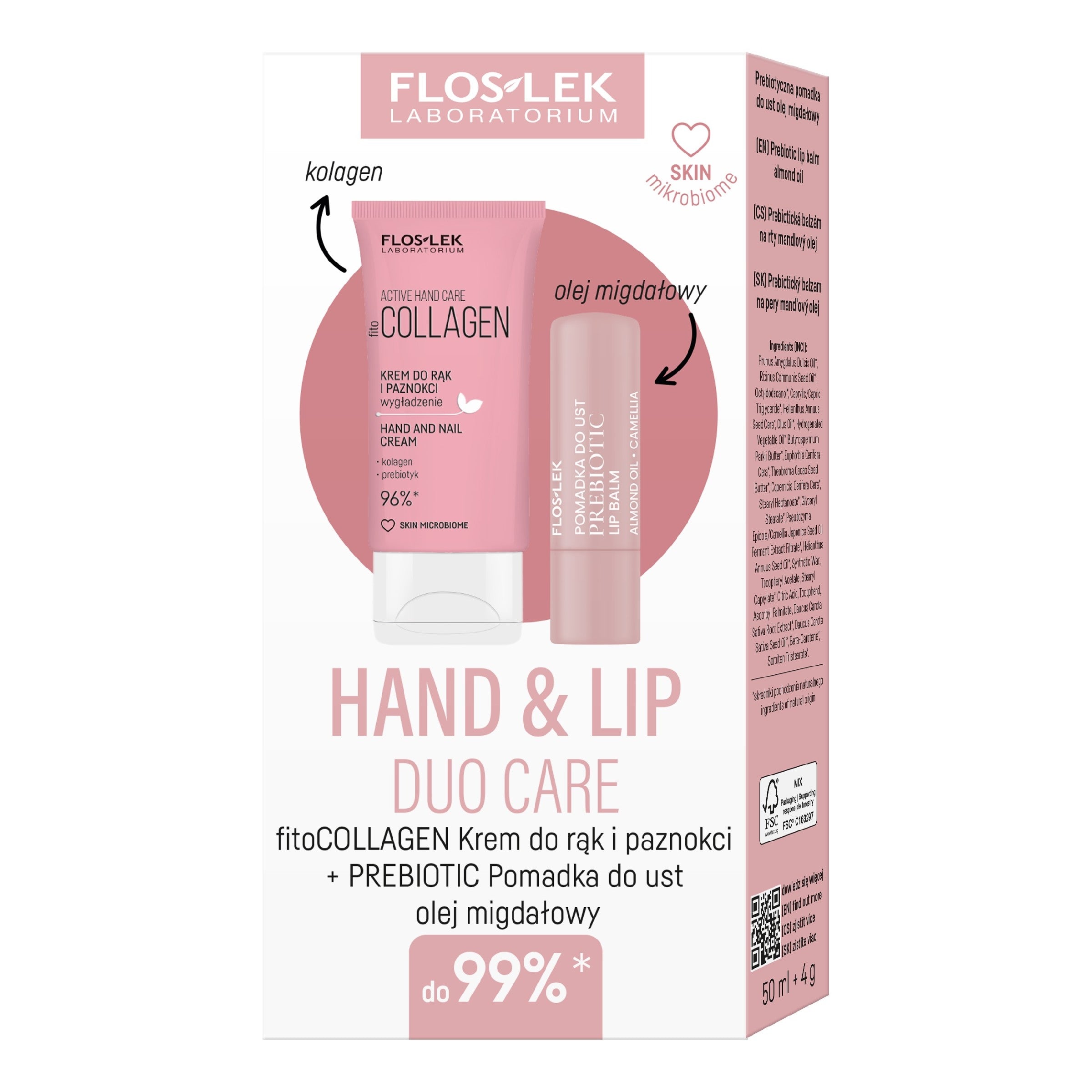 Hand & lip duo care fitocollagen (active hand care fitocollagen cream for hands and nails 50 ml + prebiotic prebiotic lip balm almond oil 4 g) | Vaistine1.lt | WestPharmacy.eu