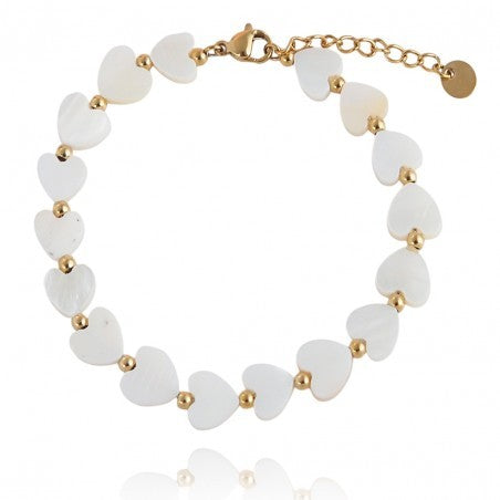ECARLA Wrist bracelet with hearts made of mother of pearl, surgical steel, gold-plated with 14k gold BST1508 | Vaistine1.lt | WestPharmacy.eu