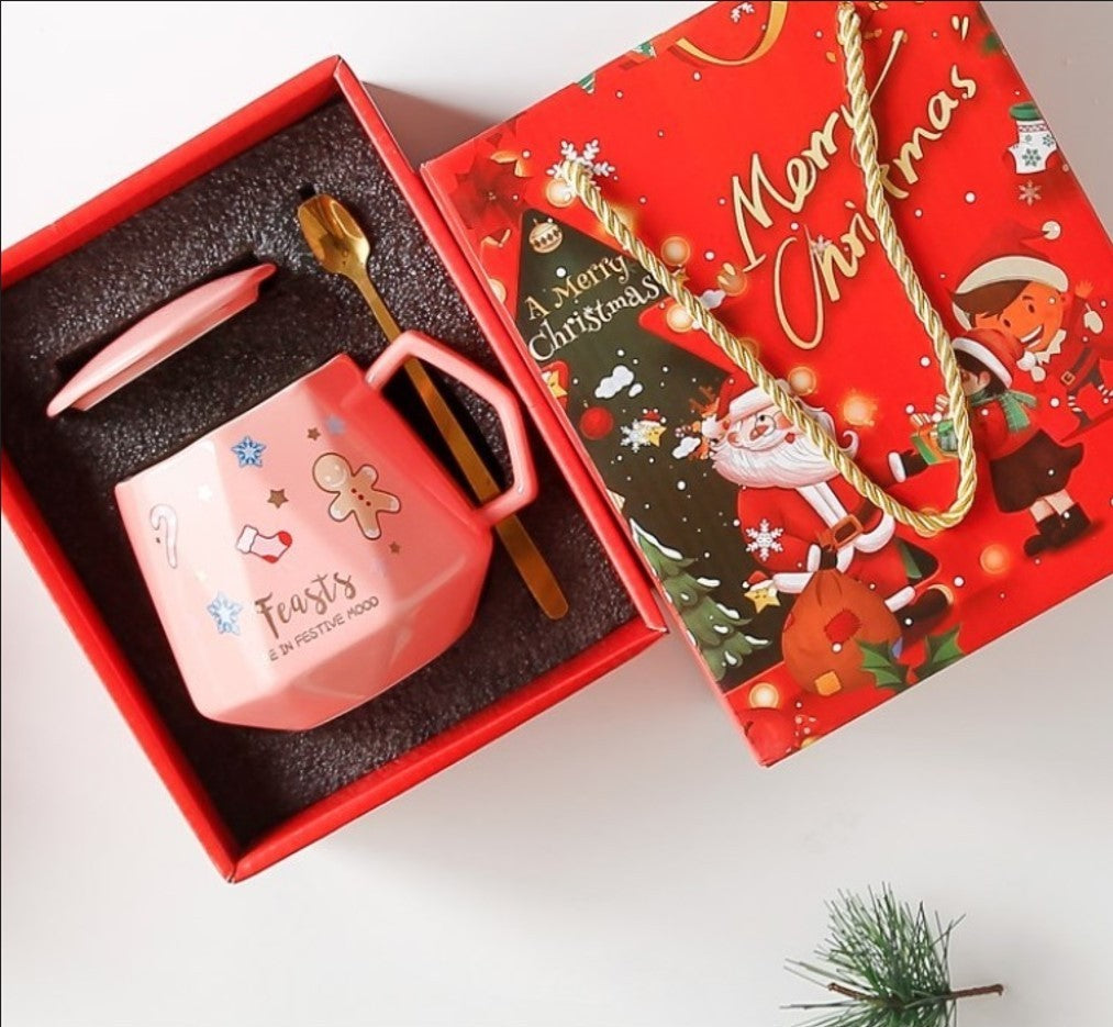 ECARLA Christmas mug with lid and spoon - pink KB08R 225 ml | Vaistine1.lt | WestPharmacy.eu