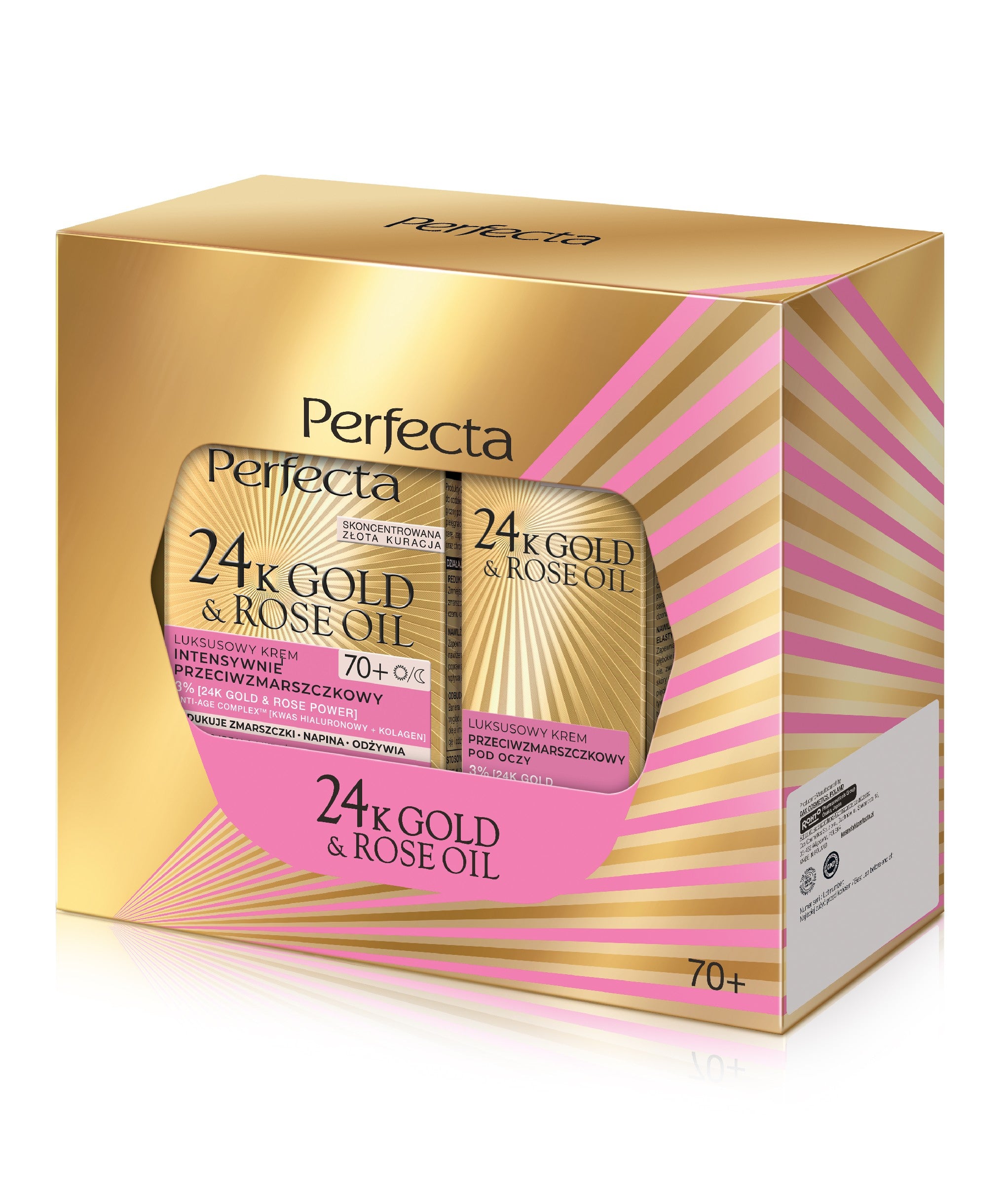 PERFECTA 24K Gold & Rose Oil Gift set (day and night cream 70+ & eye cream) | Vaistine1.lt | WestPharmacy.eu