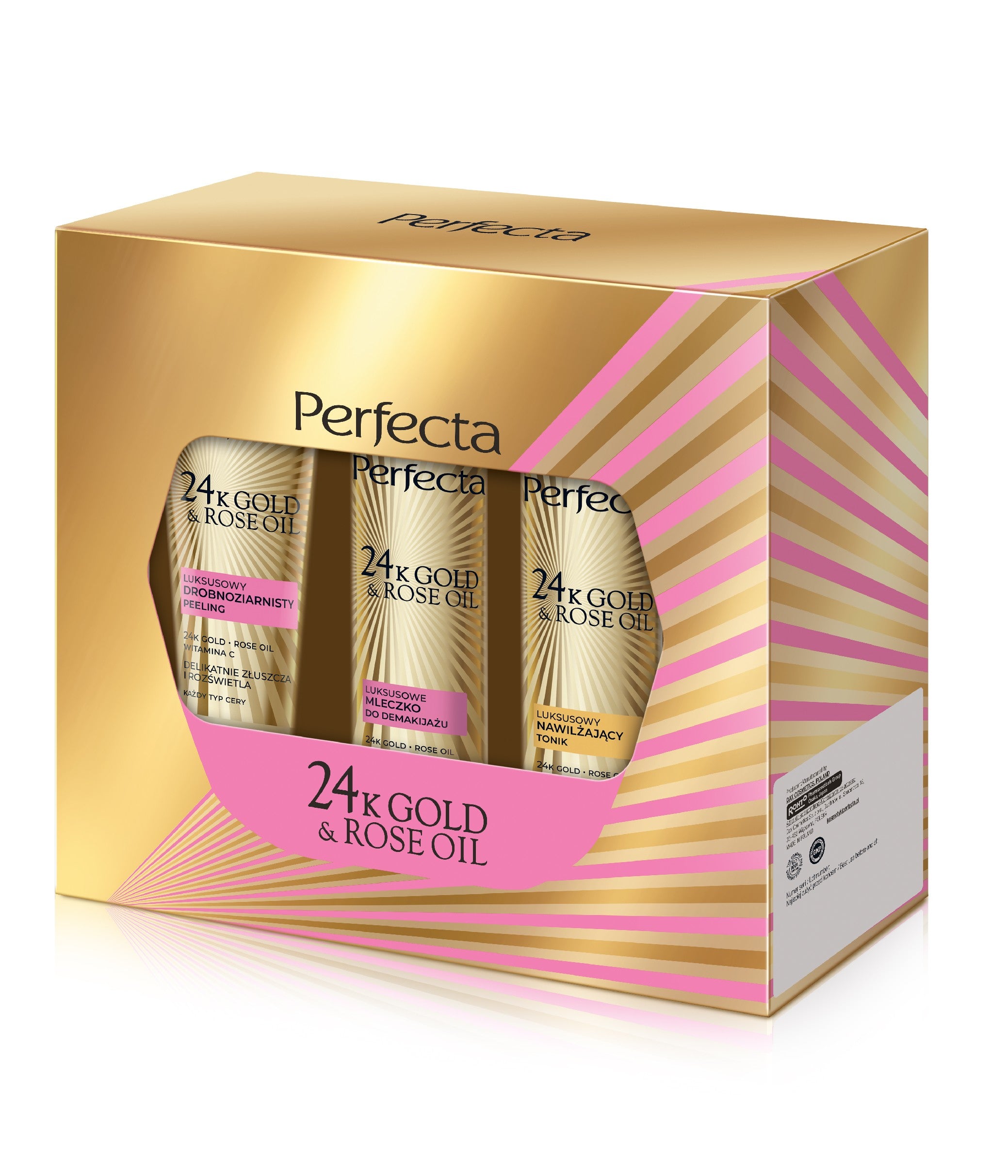 PERFECTA 24K Gold & Rose Oil Gift set (fine-grained peeling & milk & tonic) | Vaistine1.lt | WestPharmacy.eu
