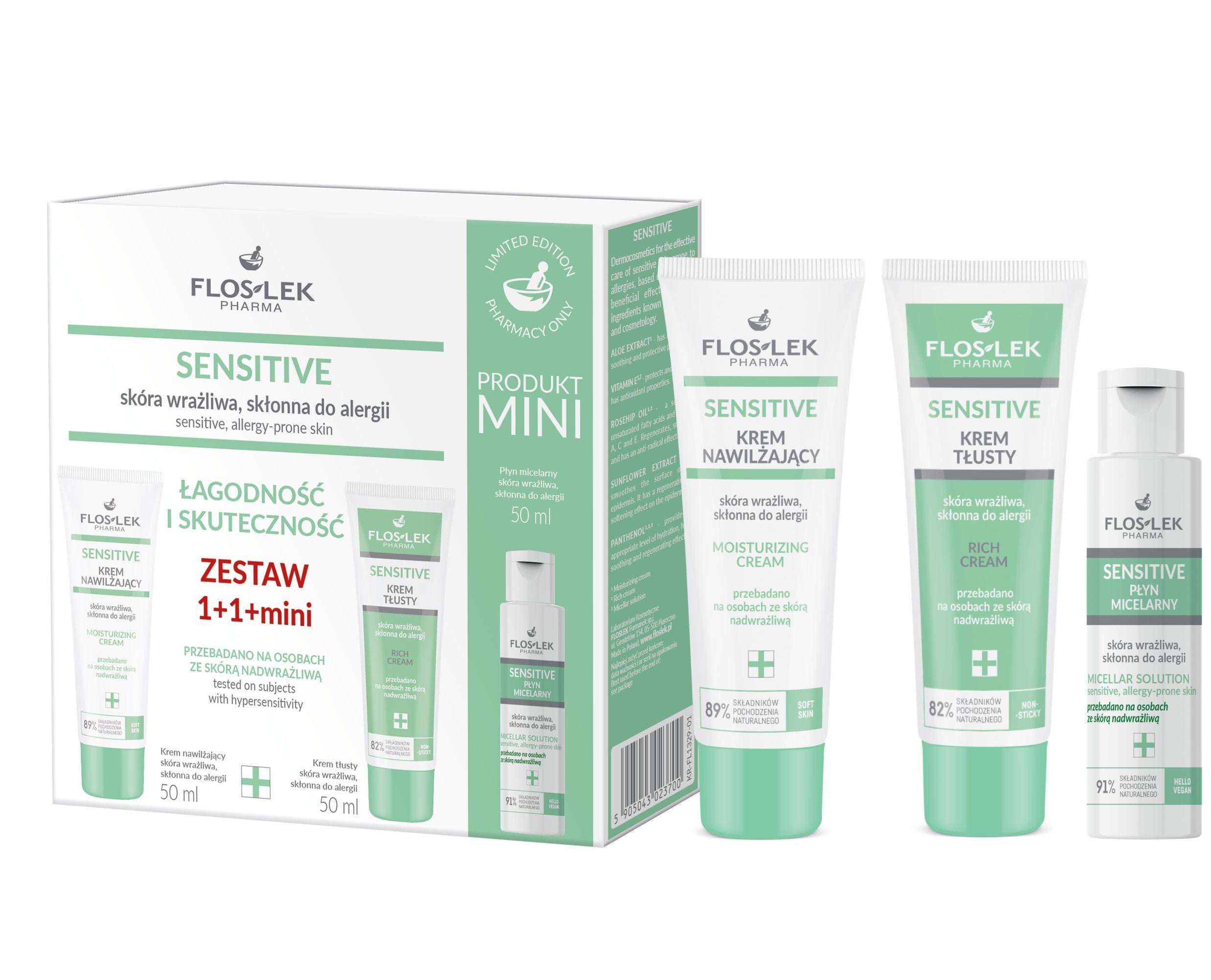 FLOSLEK Gift set Sensitive Moisturizing cream + Oily cream + Micellar fluid | Vaistine1.lt | WestPharmacy.eu