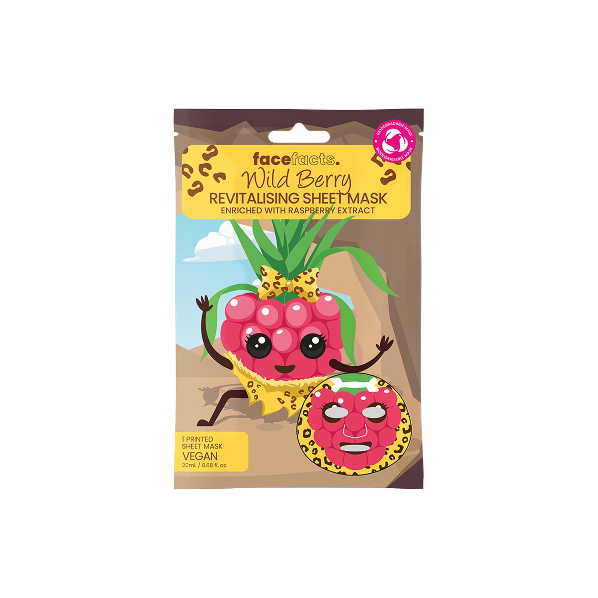 FACE FACTS Printed Revitalizing sheet mask - Raspberry 20 ml | Vaistine1.lt | WestPharmacy.eu