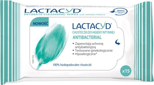 LACTACYD Antibacterial Intimate Hygiene Wipes 1 pack - 15 pieces (10.2025) | Vaistine1.lt | WestPharmacy.eu