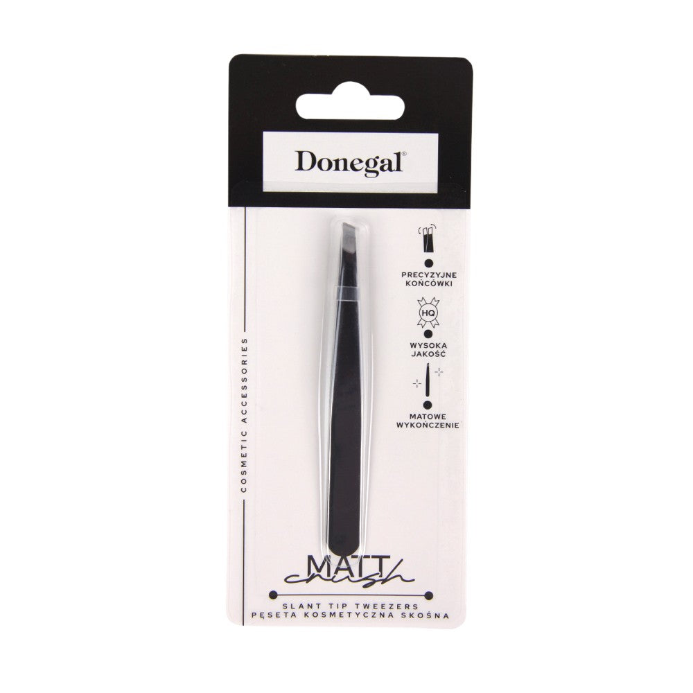DONEGAL Mat Crush Diagonal cosmetic tweezers - matte black (4126) | Vaistine1.lt | WestPharmacy.eu