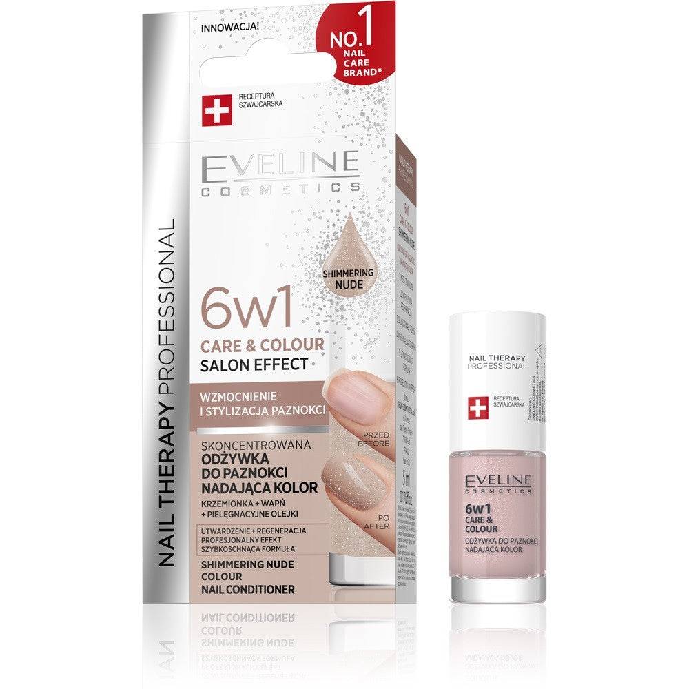 EVELINE Nail Therapy Professional Nail Polish that gives color Care&Colour 6in1 - Shimmering Nude 5 ml | Vaistine1.lt | WestPharmacy.eu