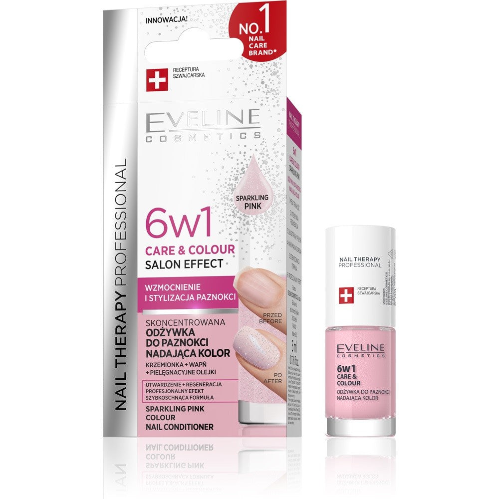EVELINE Nail Therapy Professional Nail Polish that gives color Care&Colour 6in1 - Crystal Rose 5 ml. | Vaistine1.lt | WestPharmacy.eu