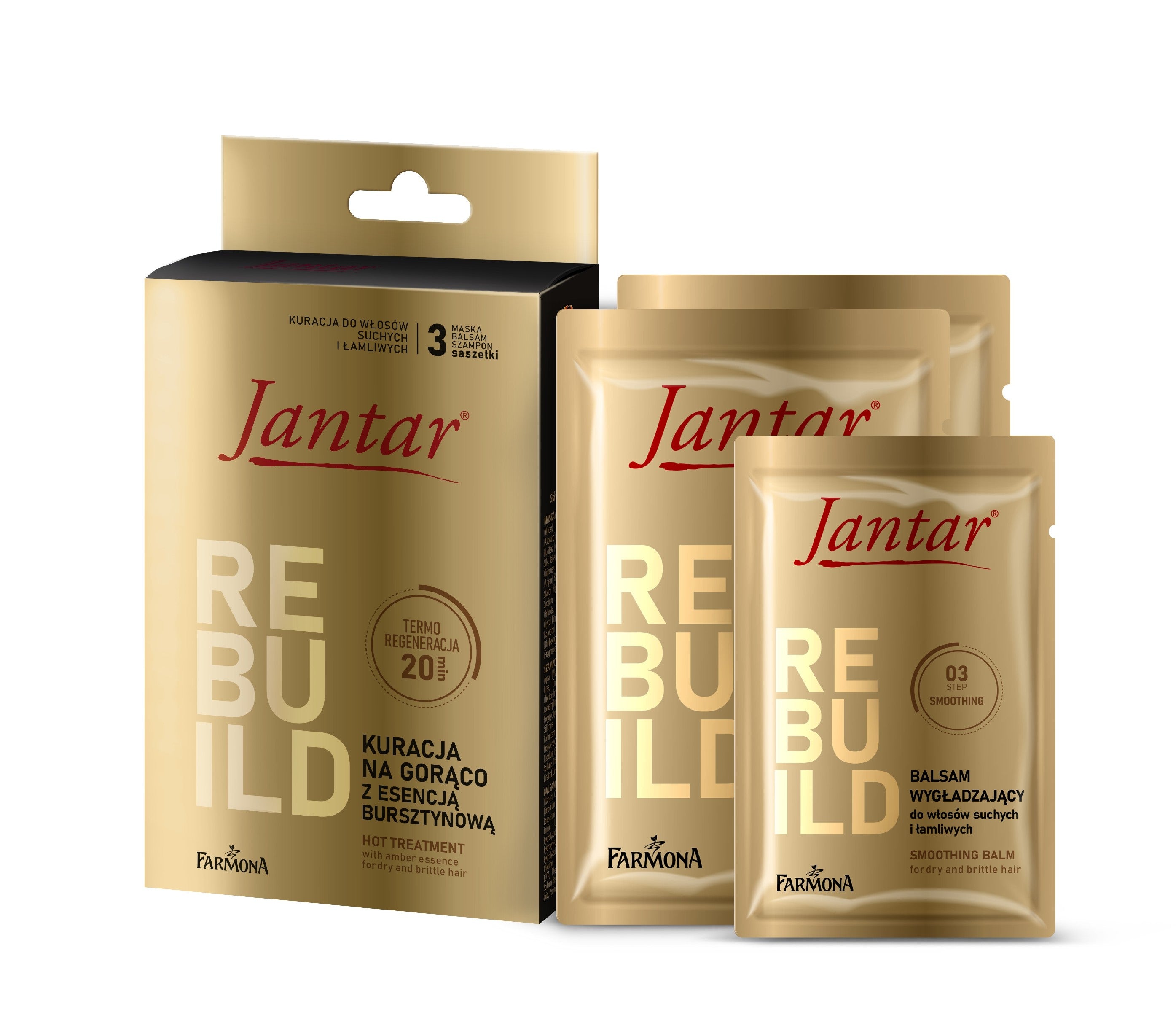 FARMONA Jantar Hot Treatment with amber essence for dry and brittle hair 20ml+20ml+10ml - Vaistine1.lt | WestPharmacy.eu