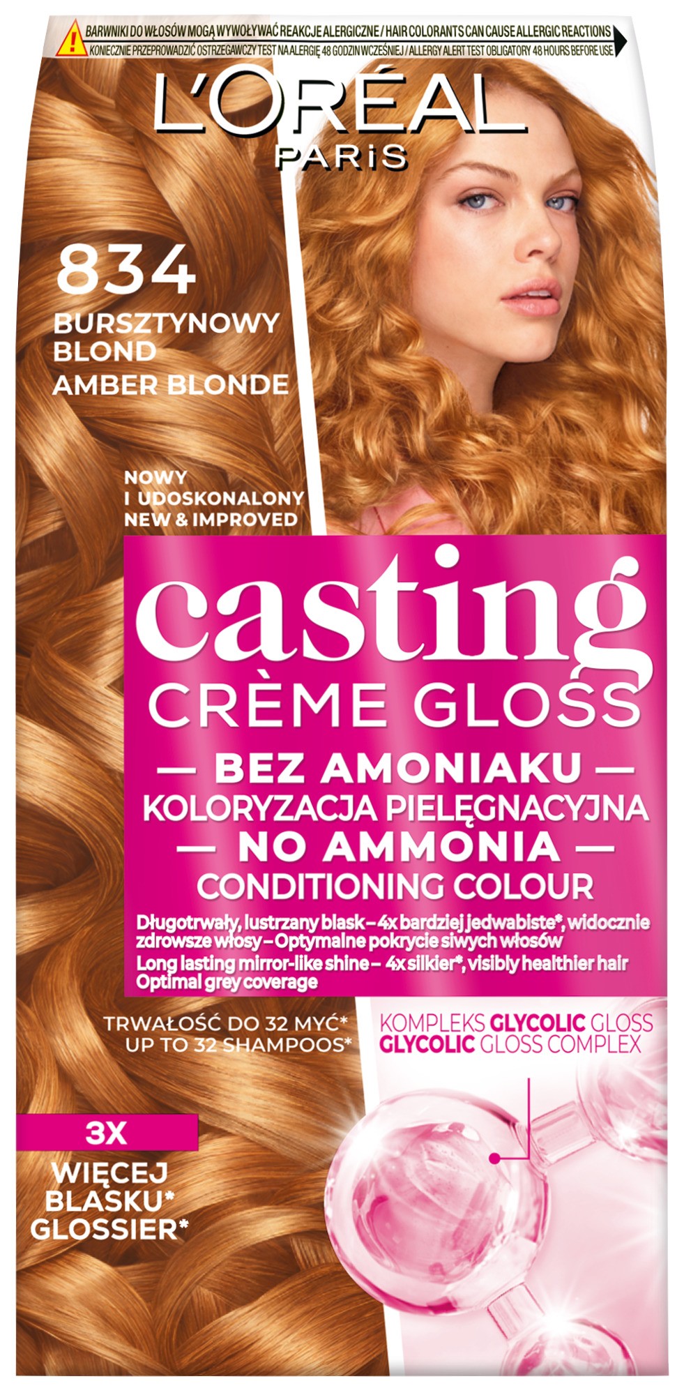 LOREAL Casting Creme Gloss Cream Colour No. 834 Amber Blonde - Vaistine1.lt | WestPharmacy.eu