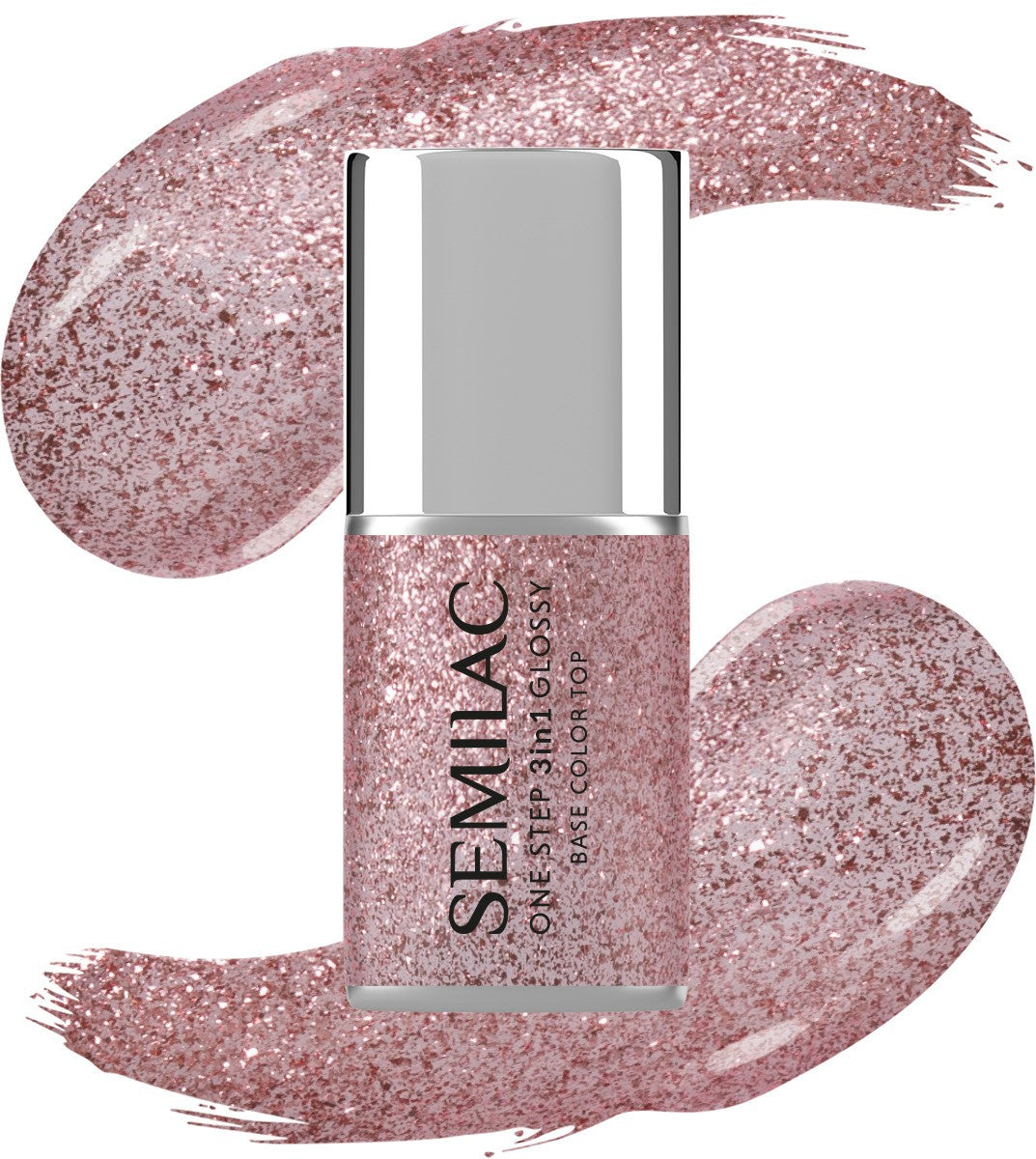 SEMILAC One Step Glossy 3in1 Nail Hybrid Varnish S250 Glitter Pink 7 ml - Vaistine1.lt | WestPharmacy.eu