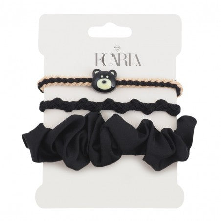 ECARLA Hair elastics - MIS plaited satin badge set 3-in-1 Black GUM173CZ - Vaistine1.lt | WestPharmacy.eu