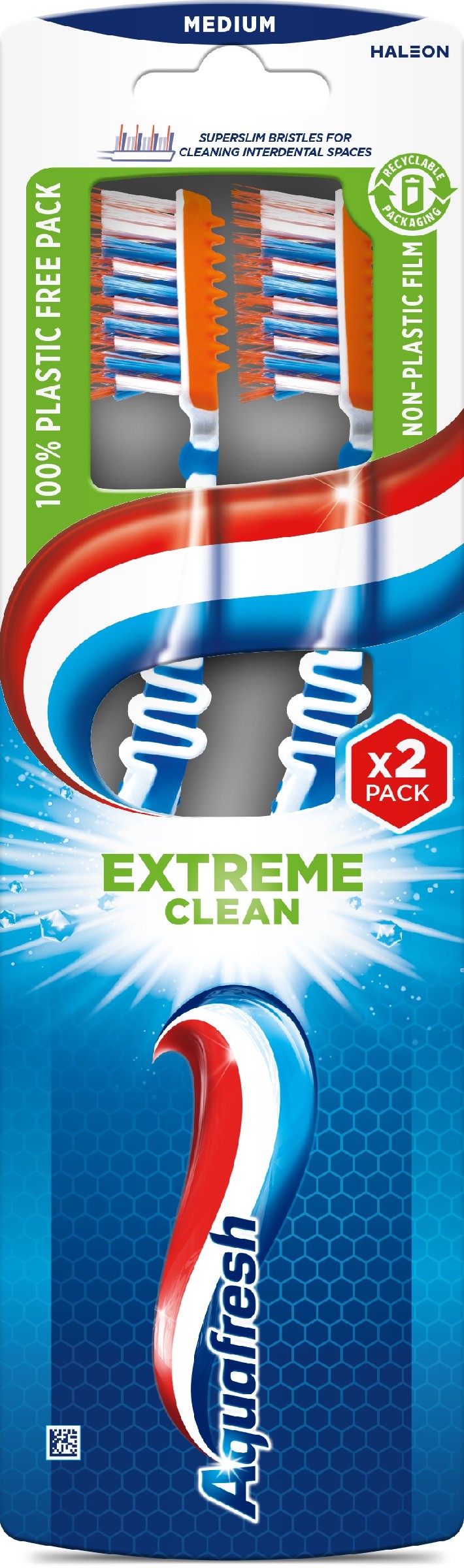 AQUAFRESH Extreme Clean Toothbrush - medium(medium) DUO 2 pcs. - Vaistine1.lt | WestPharmacy.eu