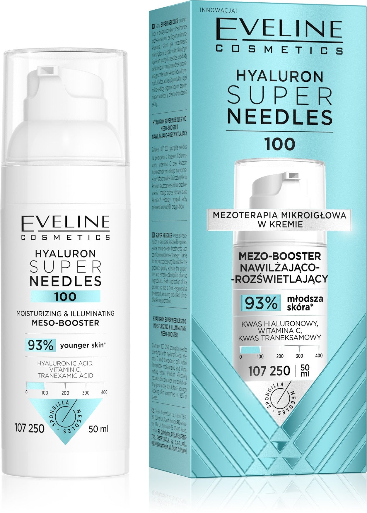 EVELINE Hyaluron Super Needles 100 Moisturizing and brightening meso-booster 50 ml - Vaistine1.lt | WestPharmacy.eu