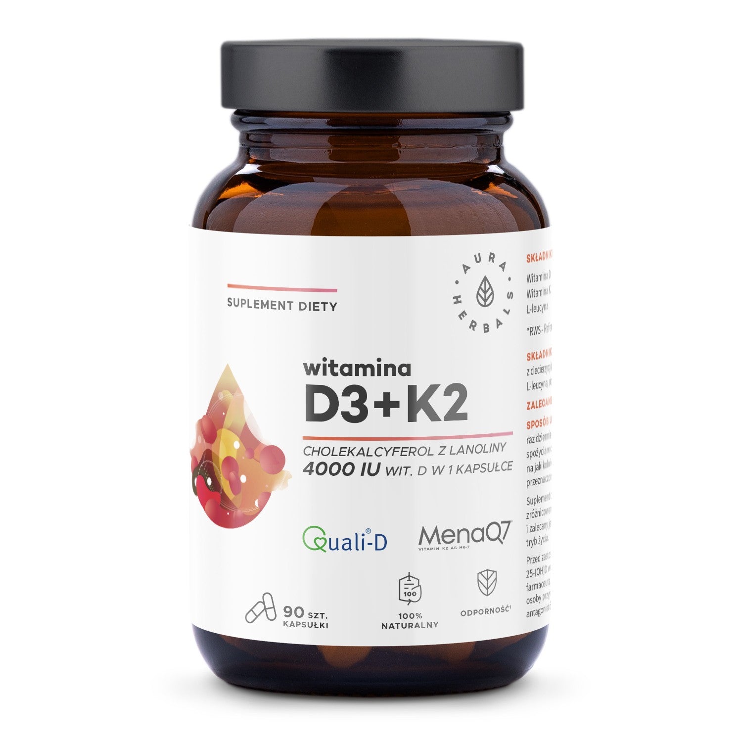 AURA HERBALS Vitamin D3 4000 IU + K2 90 capsules. - Vaistine1.lt | WestPharmacy.eu