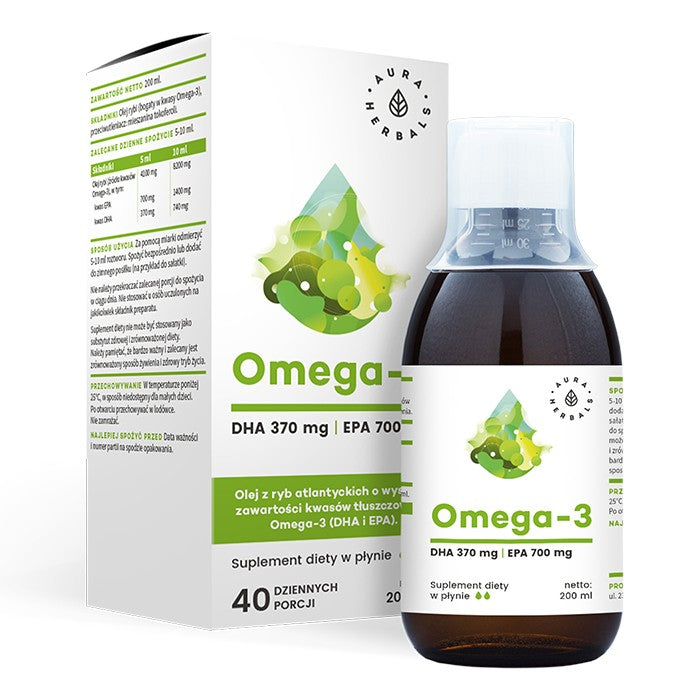 AURA HERBALS Omega-3 DHA+ EPA liquid 200 ml - Vaistine1.lt | WestPharmacy.eu