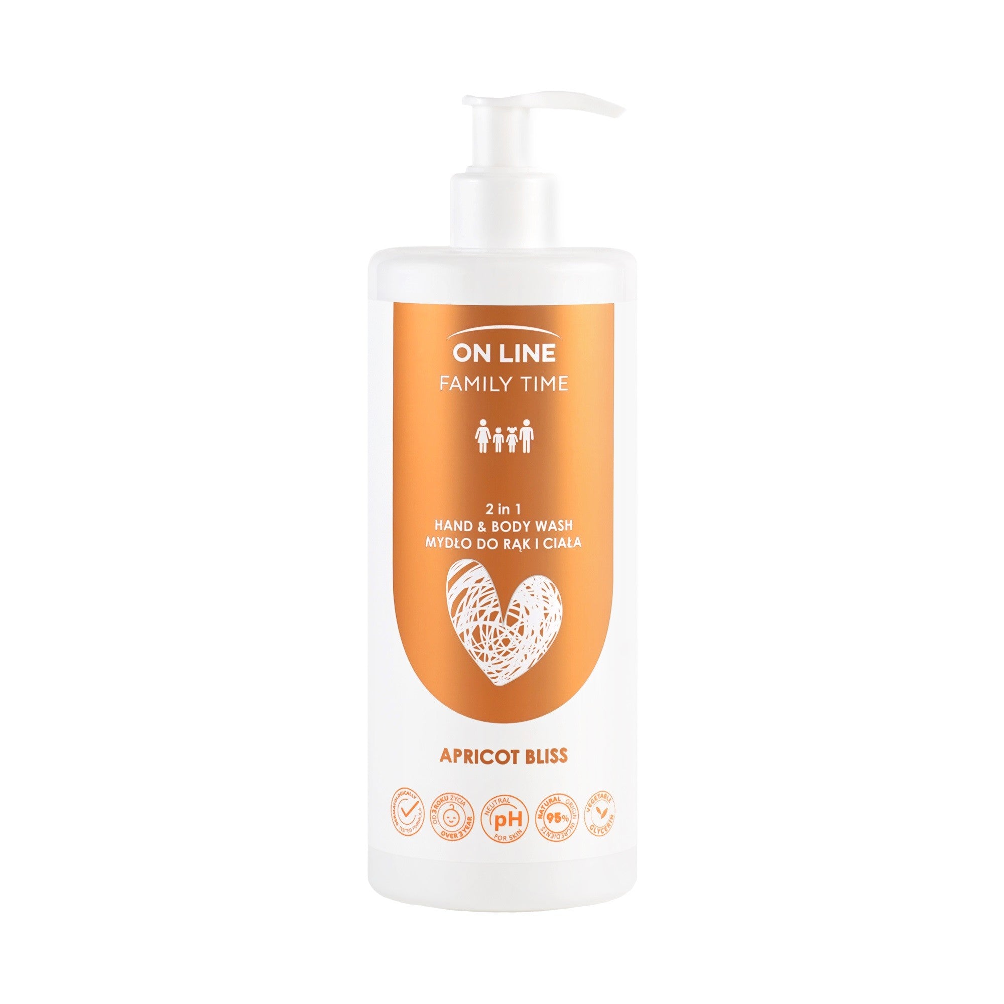 ON LINE Family Time 2-in-1 Hand and Body Soap - Apricot Bliss 500 ml. - Vaistine1.lt | WestPharmacy.eu