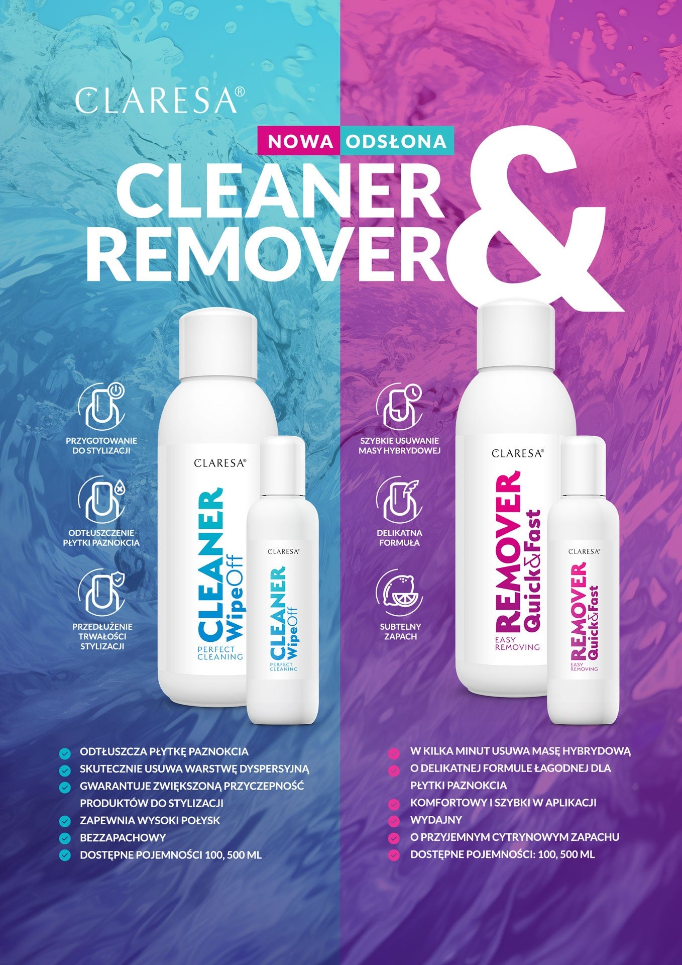 CLARESA Cleaner wipe off Nail degreaser 100 ml - Vaistine1.lt | WestPharmacy.eu