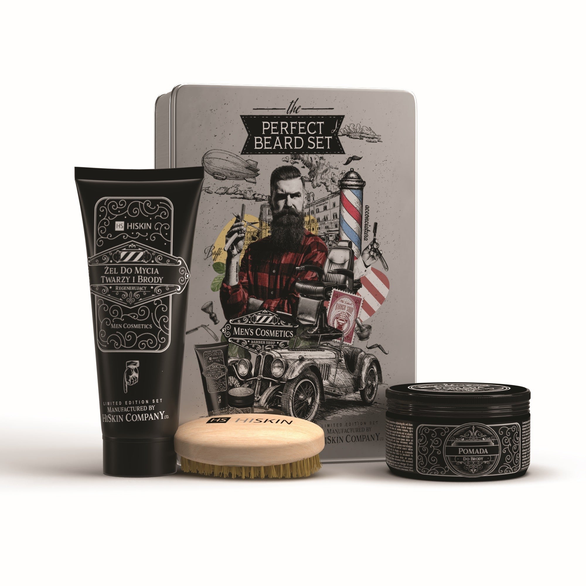 HISKIN Gift set for men Face and beard wash gel + Beard pomade + Beard brush | Vaistine1.lt | WestPharmacy.eu