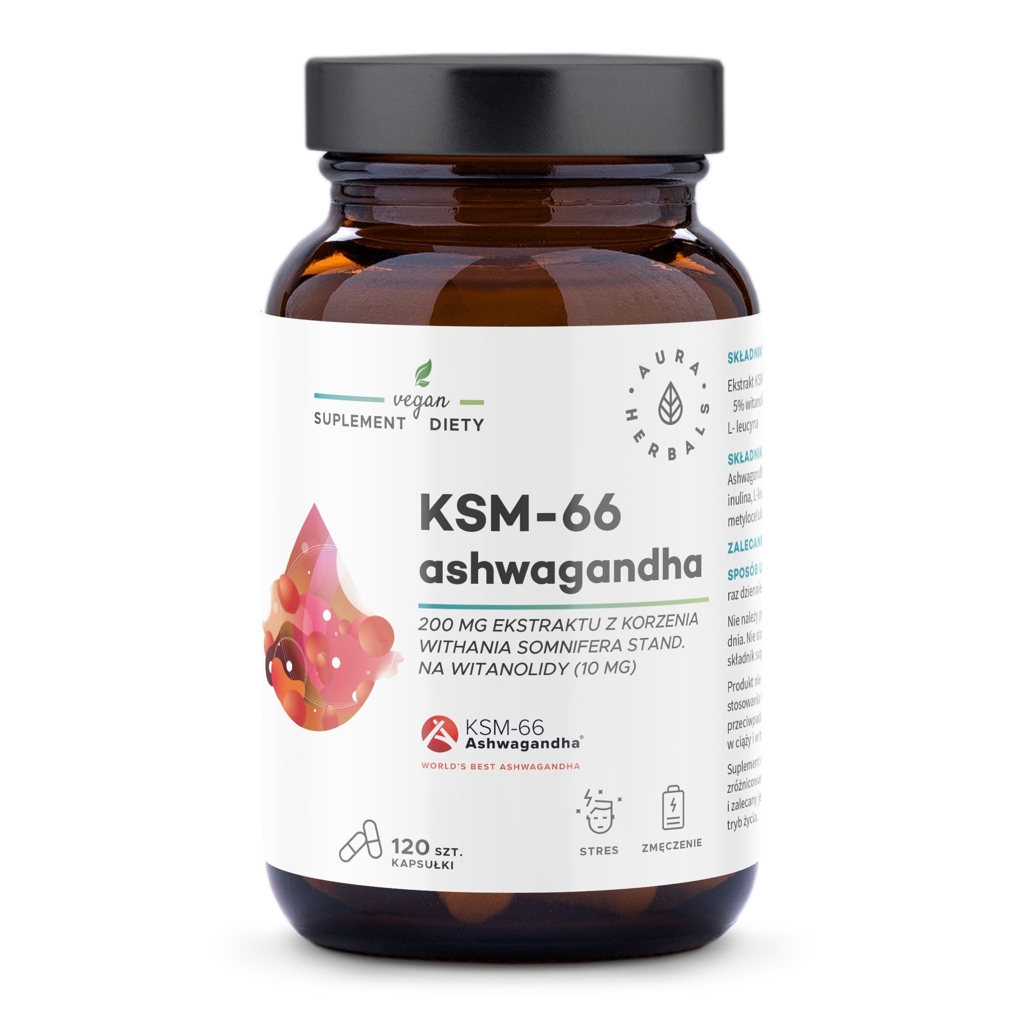 AURA HERBALS Ashwagandha KSM-66 Root 200 mg Dietary supplement Capsules 120 pcs. | Vaistine1.lt | WestPharmacy.eu