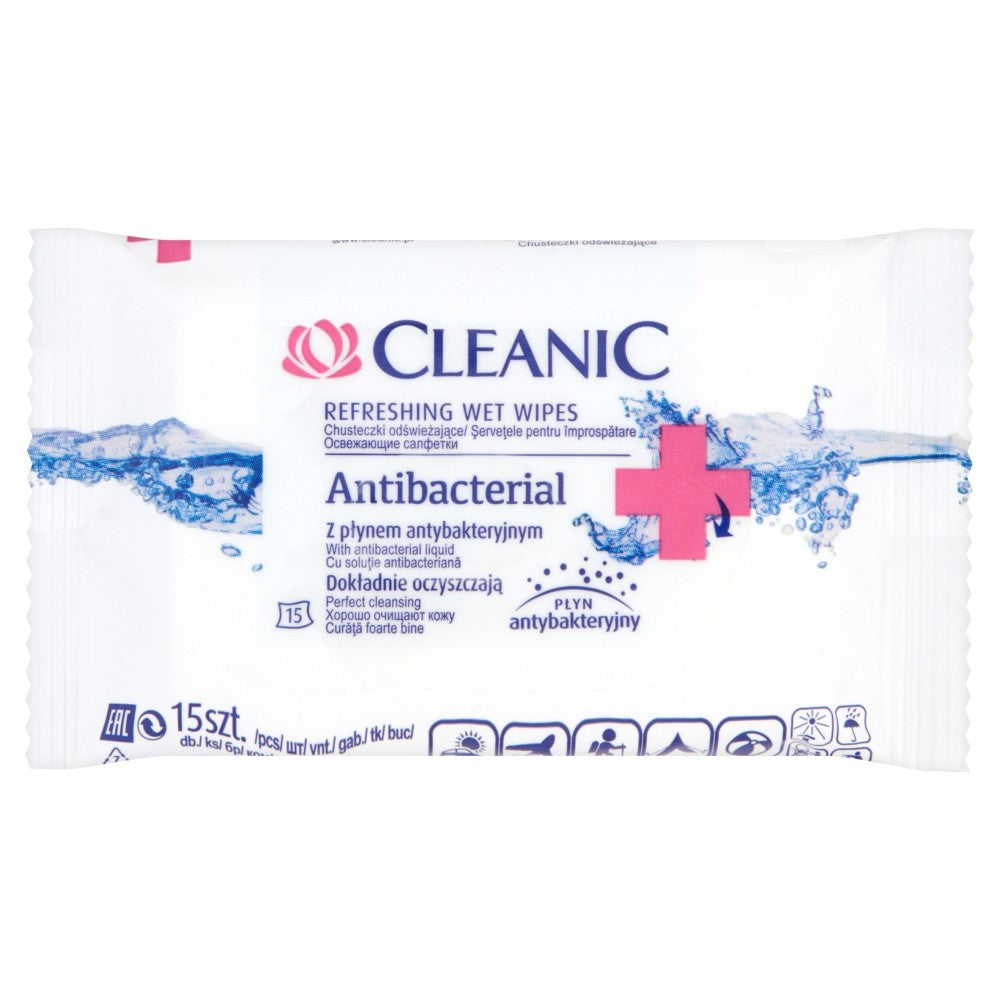 Cleanic Antibacterial refreshing wipes 1 pack - 15 pcs | Vaistine1.lt | WestPharmacy.eu