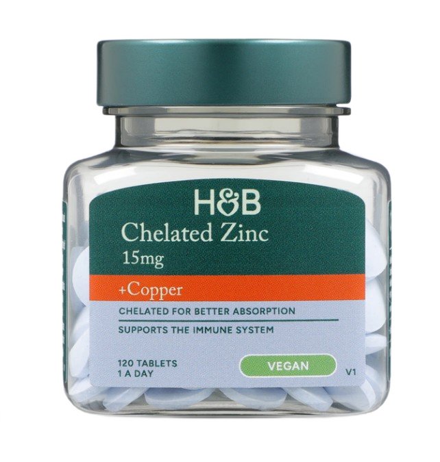 Chelated Zinc + Copper, 15mg - 120 tablets - Holland & Barrett