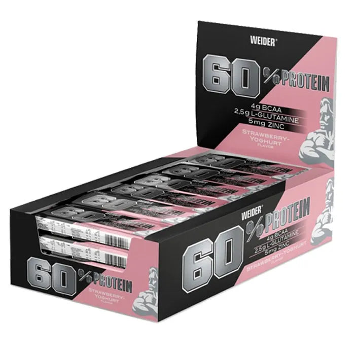 60% Protein Bar Strawberry-Yoghurt - 24 x 45g - Weider - Maistas