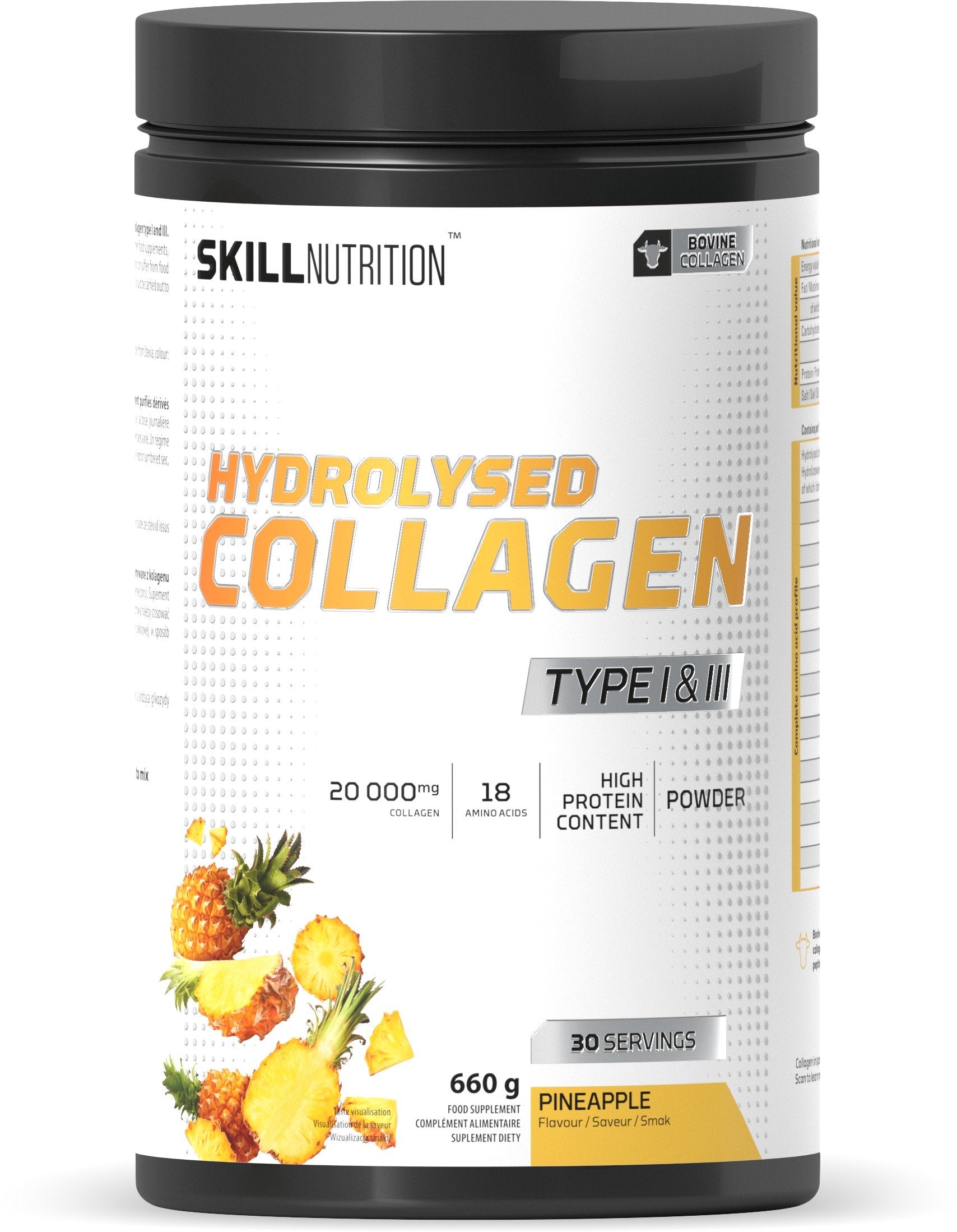 Hydrolysed Collagen Type I & III, Pineapple - 660g - Skill Nutrition