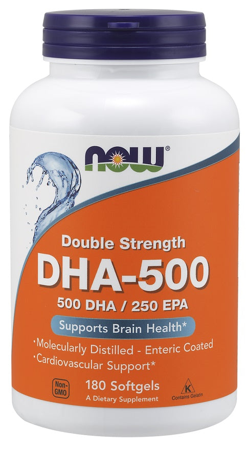 DHA-500, 500 DHA / 250 EPA - 180 softgels - NOW Foods
