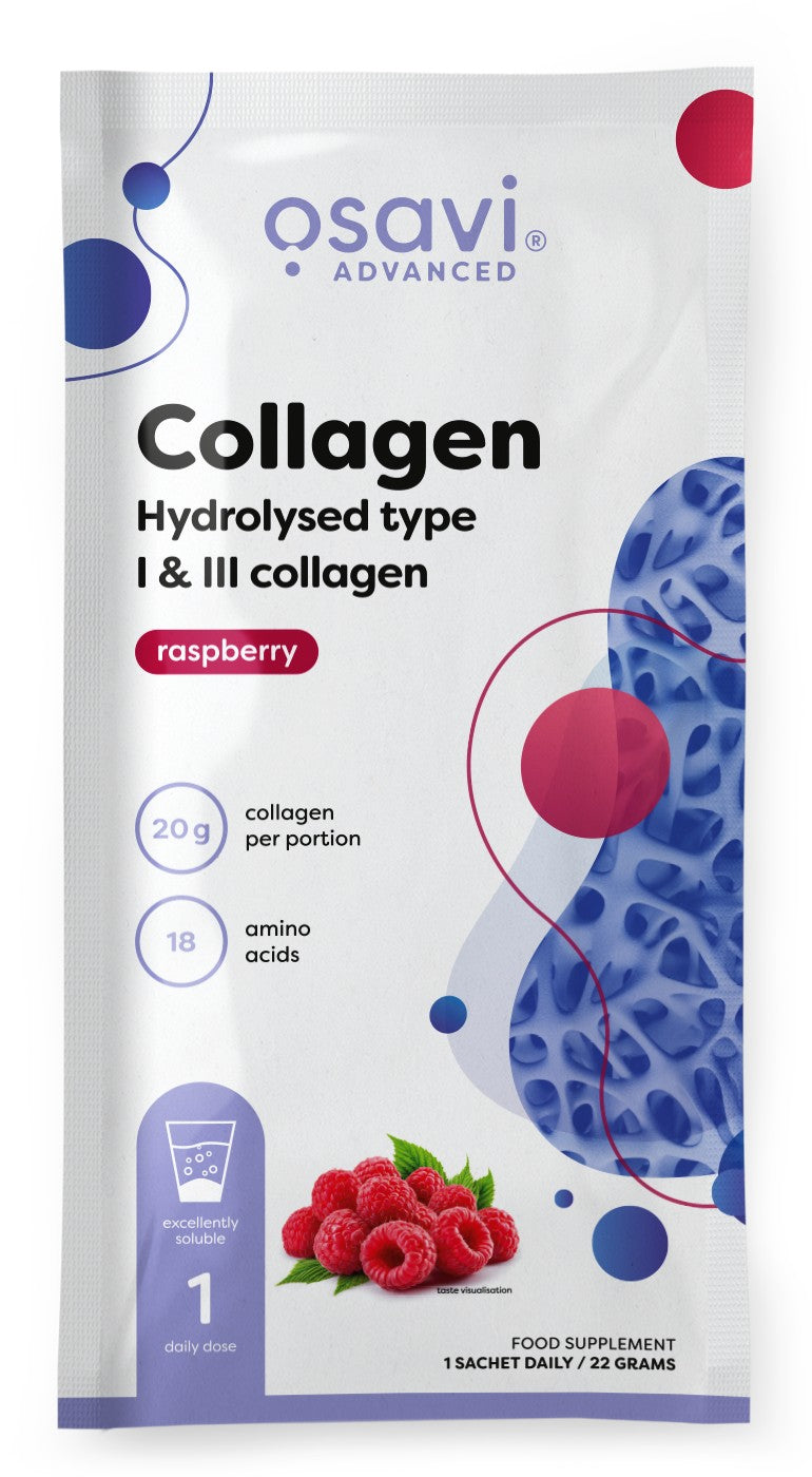 Collagen Hydrolysed Type I & III, Raspberry - 22g (1 serving) - Osavi
