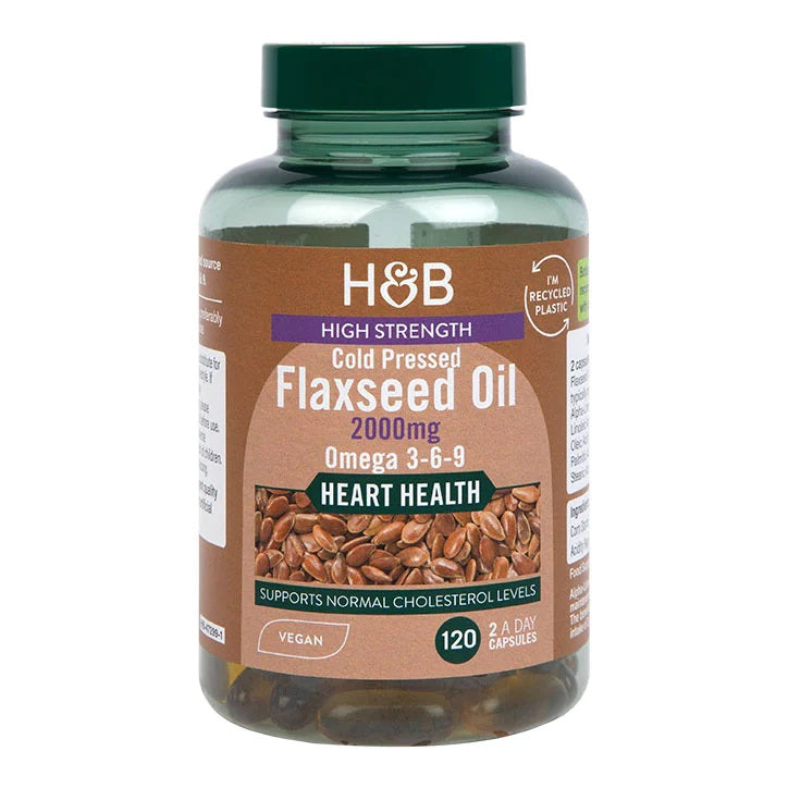 High Strength Cold Pressed Flaxseed Oil, 2000mg - 120 vcaps - Holland & Barrett