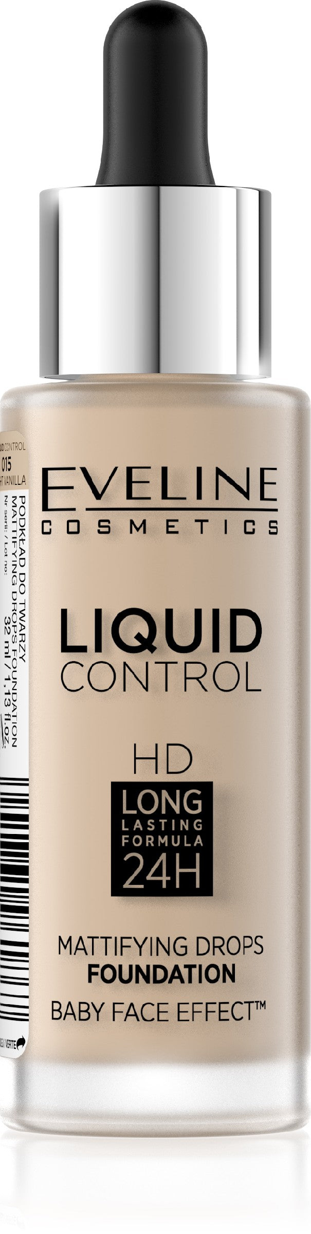 Eveline Liquid Control HD Foundation with dropper no. 015 Light Vanilla 32ml | Vaistine1.lt | WestPharmacy.eu