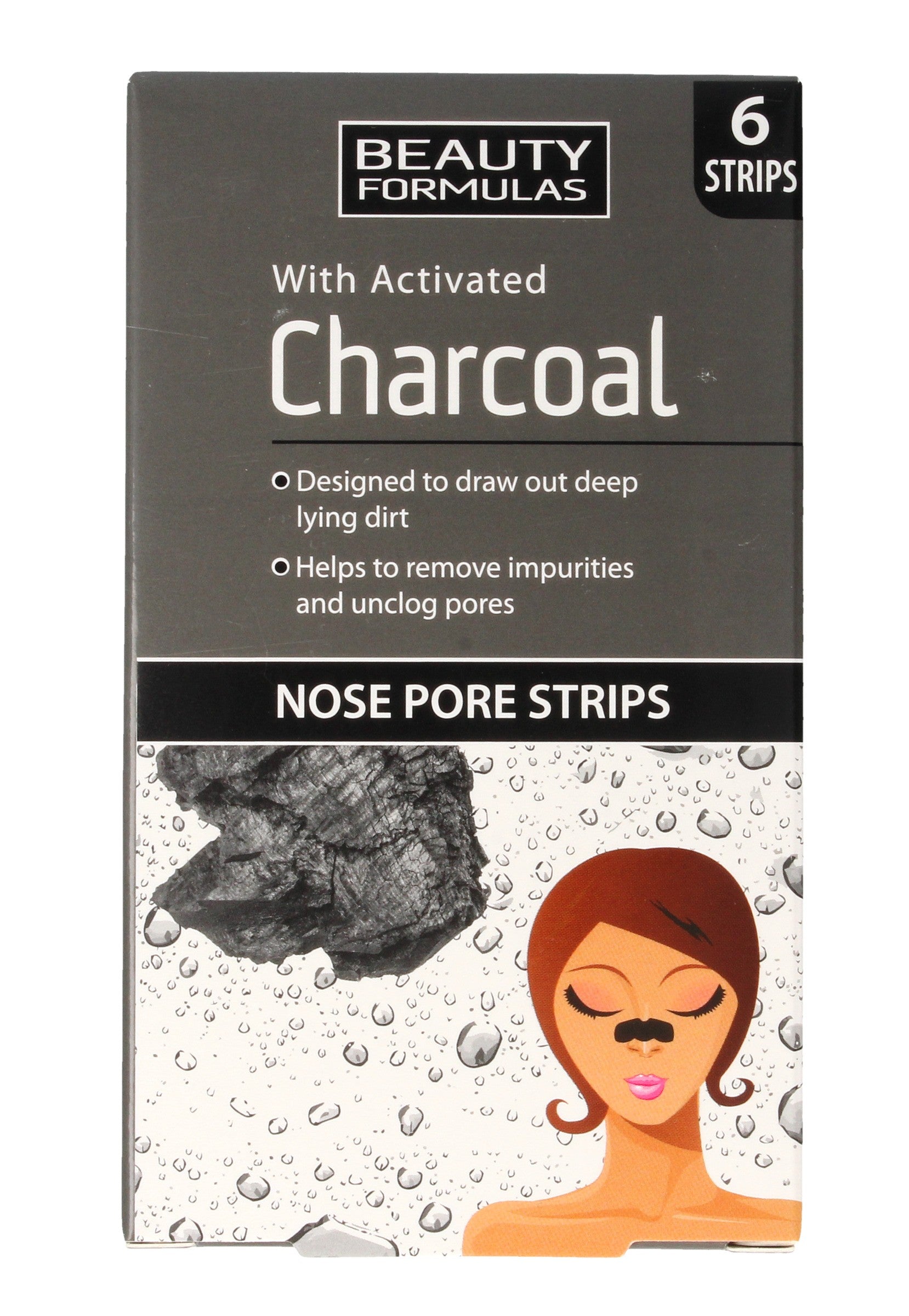 Beauty Formulas Charcoal Nose cleansing pads with activated carbon 1 pack - 6 pcs | Vaistine1.lt | WestPharmacy.eu