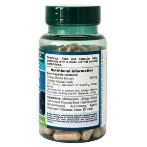 Maximum Strength Ginkgo Biloba, 120mg - 100 caps - label - Holland & Barrett