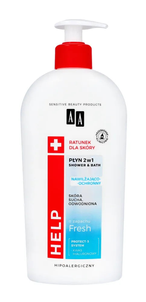 AA HELP 2-in-1 drėkinantis ir apsaugantis vonios bei dušo gelis Fresh 400ml - Kosmetika