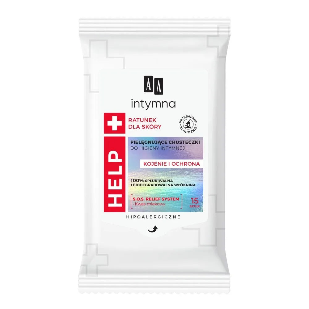 AA Intimate Care Wet Wipes - Intymiai Higienai - Help+ 1 pakuotė - 15 vnt. - Kosmetika